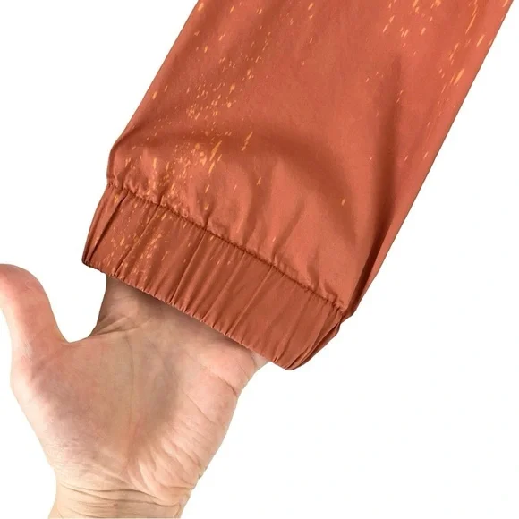 Vintage Upcycled Jacket Womens Size Large Handmade Stencil Floral Orange Brown - Picture 8 of 16